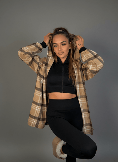 Giacca Chalet A Quadri Con Cappuccio - Abbigliamento Jessica