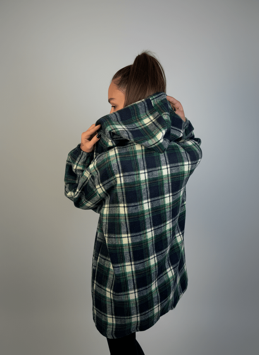 Giacca Chalet A Quadri Con Cappuccio - Abbigliamento Jessica