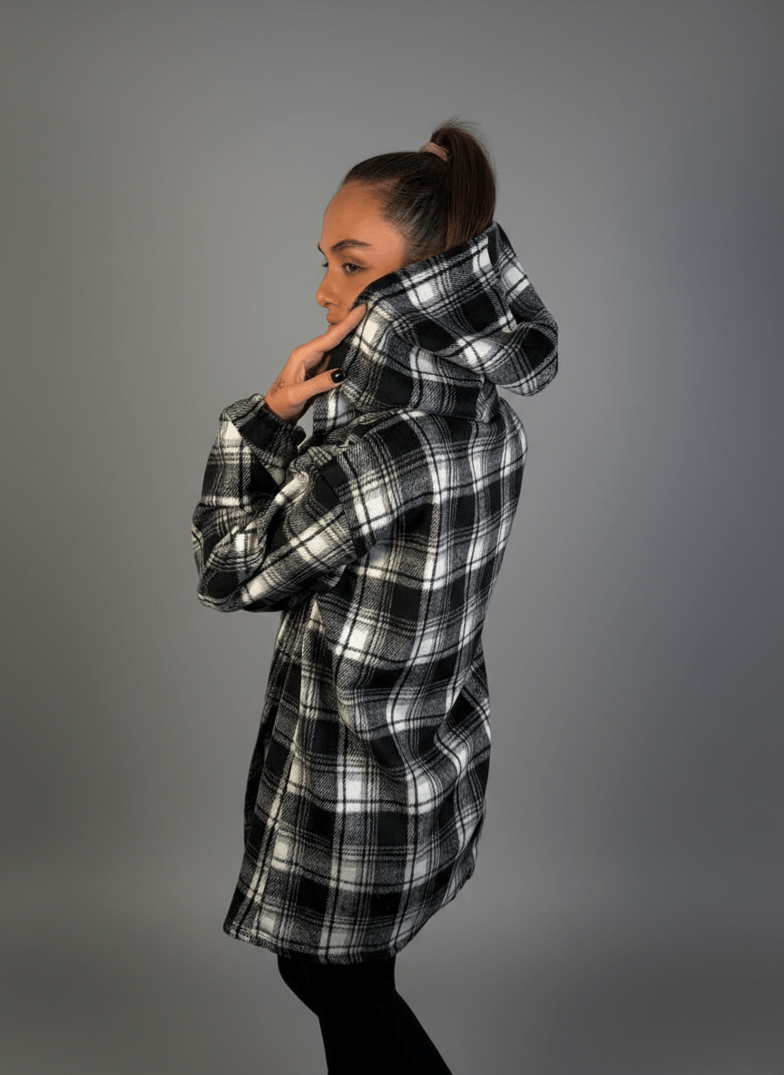 Giacca Chalet A Quadri Con Cappuccio - Abbigliamento Jessica