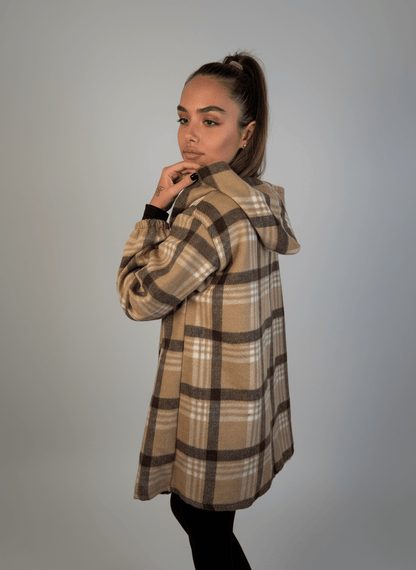Giacca Chalet A Quadri Con Cappuccio - Abbigliamento Jessica