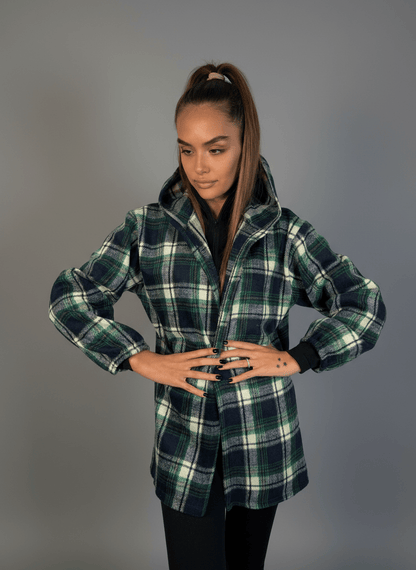 Giacca Chalet A Quadri Con Cappuccio - Abbigliamento Jessica