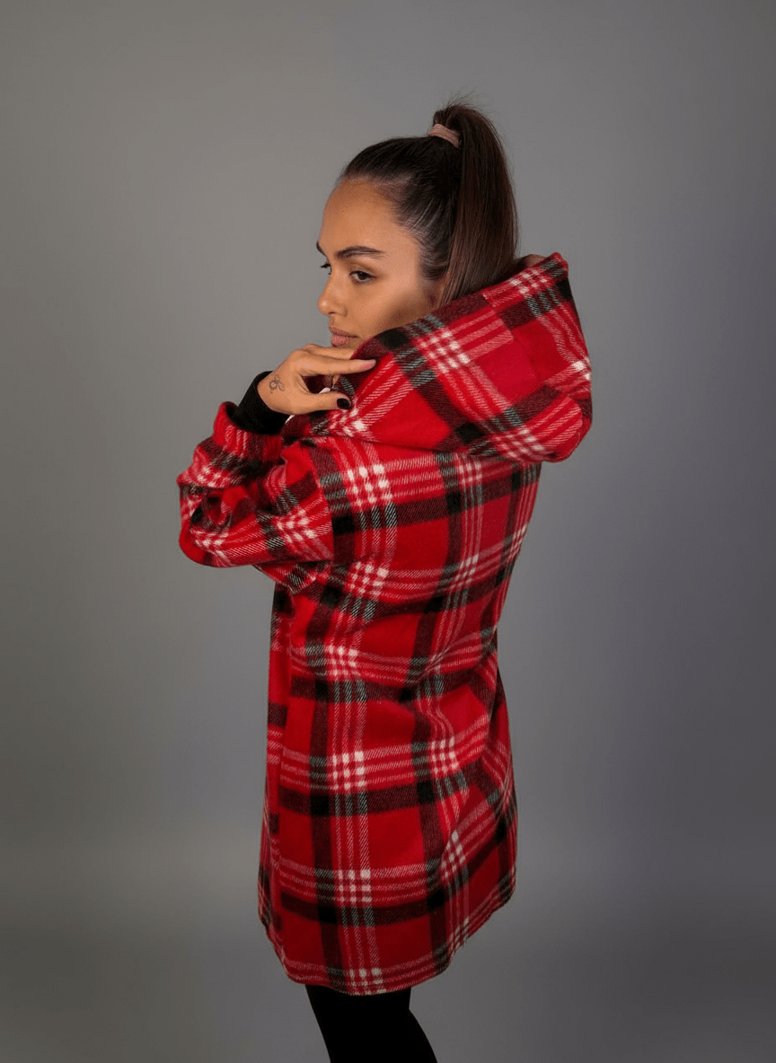 Giacca Chalet A Quadri Con Cappuccio - Abbigliamento Jessica