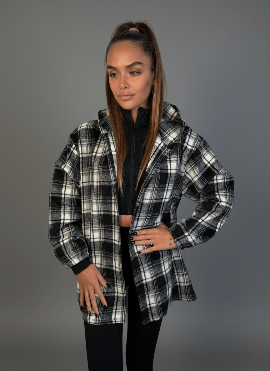 Giacca Chalet A Quadri Con Cappuccio - Abbigliamento Jessica