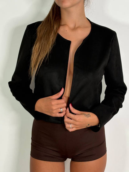 Giacca Scamosciata Cropped Nero - Abbigliamento Jessica