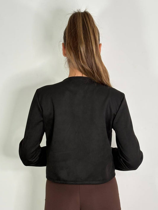 Giacca Scamosciata Cropped Nero - Abbigliamento Jessica