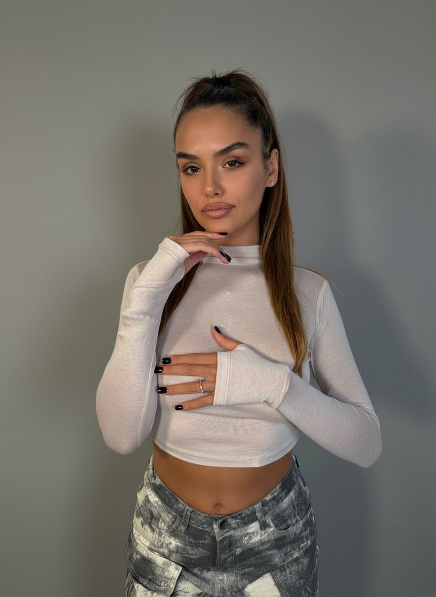 Maglia Crop Paris Con Manicotti