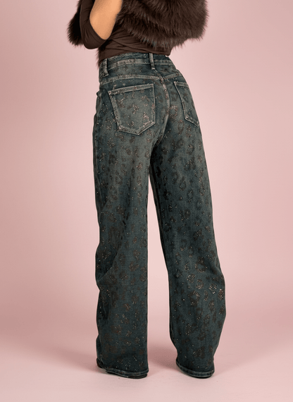 Jeans Balloon Animalier Con Glitter - Abbigliamento Jessica
