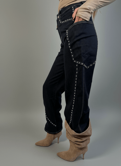 Jeans Balloon Con Borchie - Abbigliamento Jessica