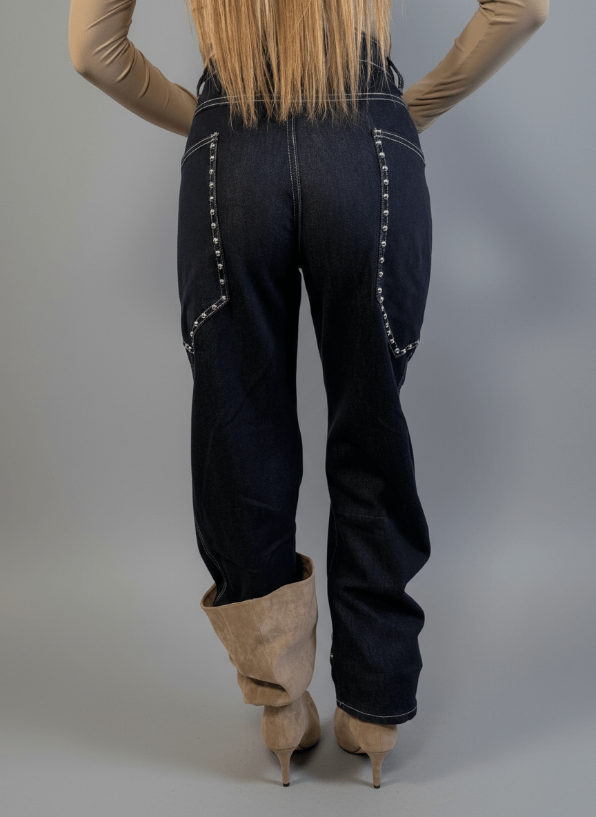 Jeans Balloon Con Borchie - Abbigliamento Jessica