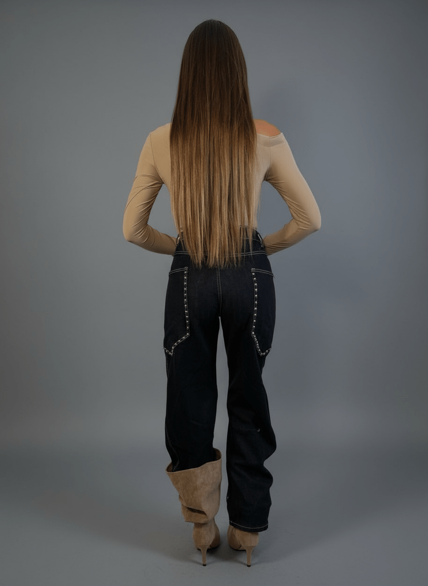 Jeans Balloon Con Borchie - Abbigliamento Jessica