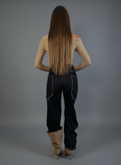 Jeans Balloon Con Borchie - Abbigliamento Jessica