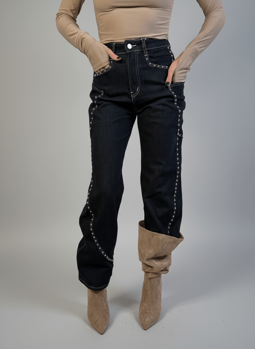 Jeans Balloon Con Borchie - Abbigliamento Jessica