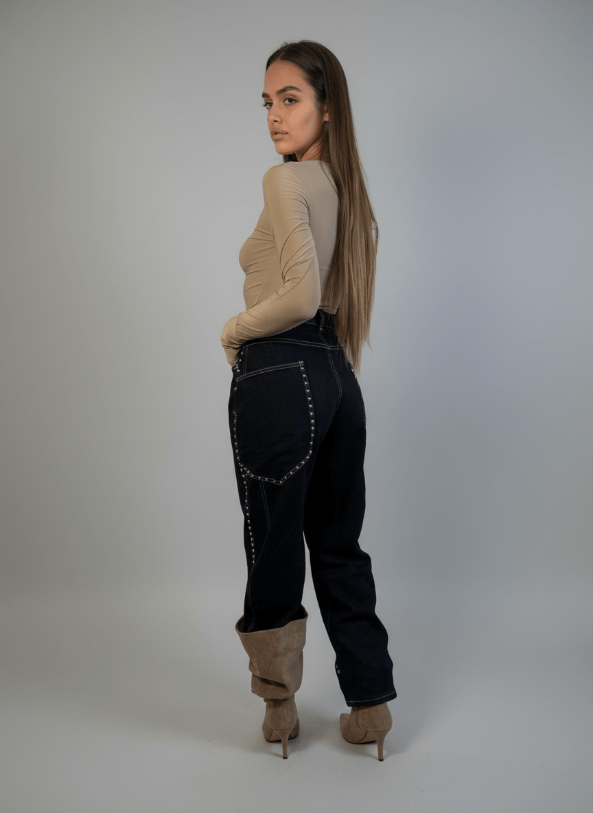 Jeans Balloon Con Borchie - Abbigliamento Jessica