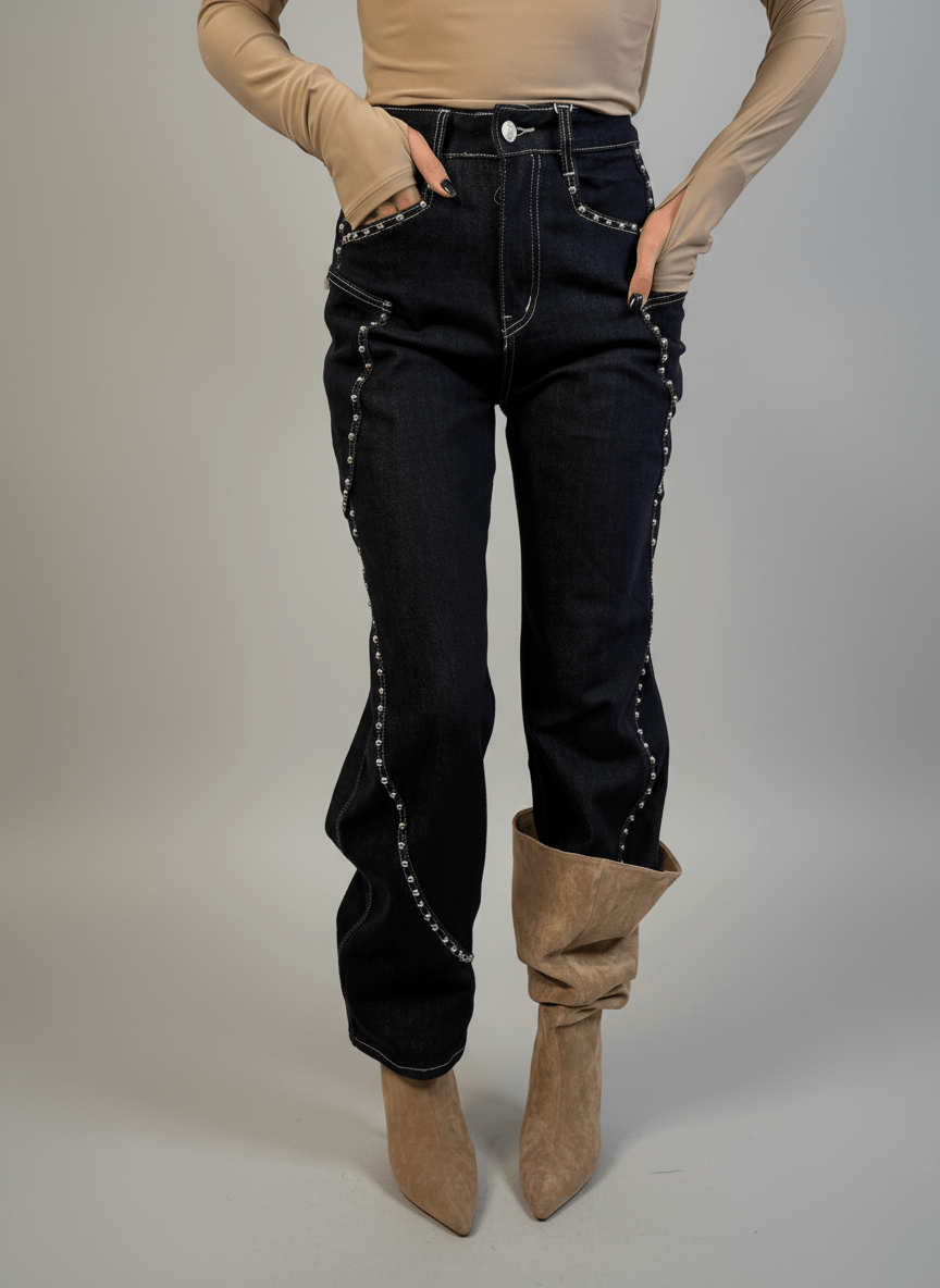 Jeans Balloon Con Borchie - Abbigliamento Jessica