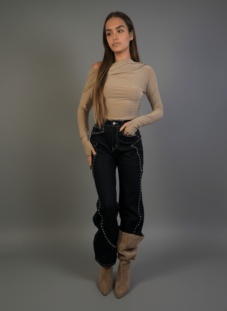 Jeans Balloon Con Borchie - Abbigliamento Jessica