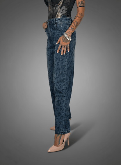 Jeans Effetto Leopardato Glitter Chiaro - Abbigliamento Jessica