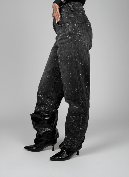 Jeans Effetto Leopardato Glitter Scuro - Abbigliamento Jessica