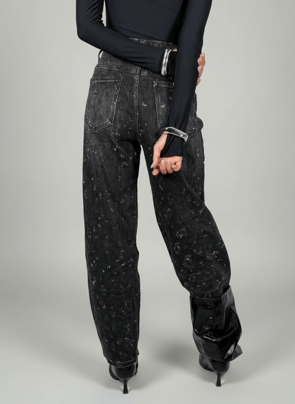 Jeans Effetto Leopardato Glitter Scuro - Abbigliamento Jessica