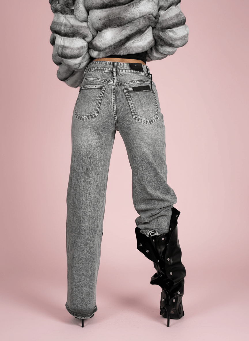 Jeans Grigio Con Strass - Abbigliamento Jessica