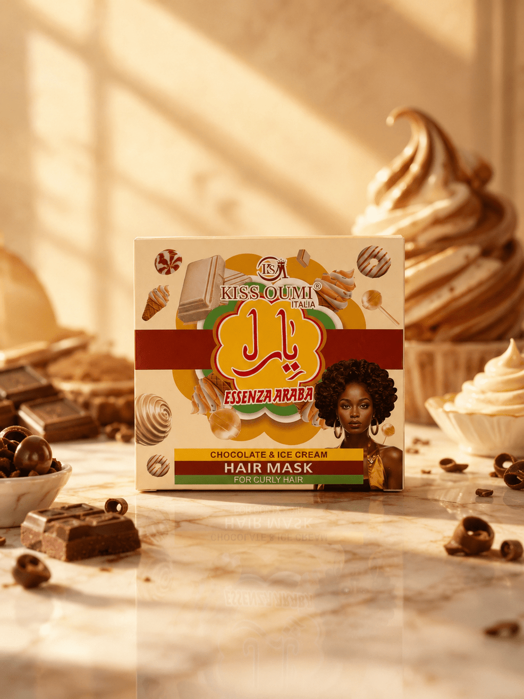 Kiss Oumi Essenza Araba Chocolate & Ice Cream Hair Mask 🍦 500ml - Abbigliamento Jessica