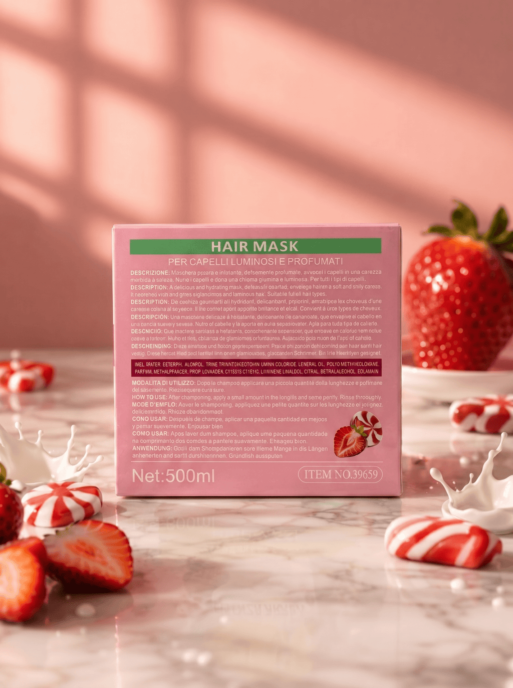Kiss Oumi Essenza Araba Strawberry & Candy Hair Mask 🍓 500ml - Abbigliamento Jessica