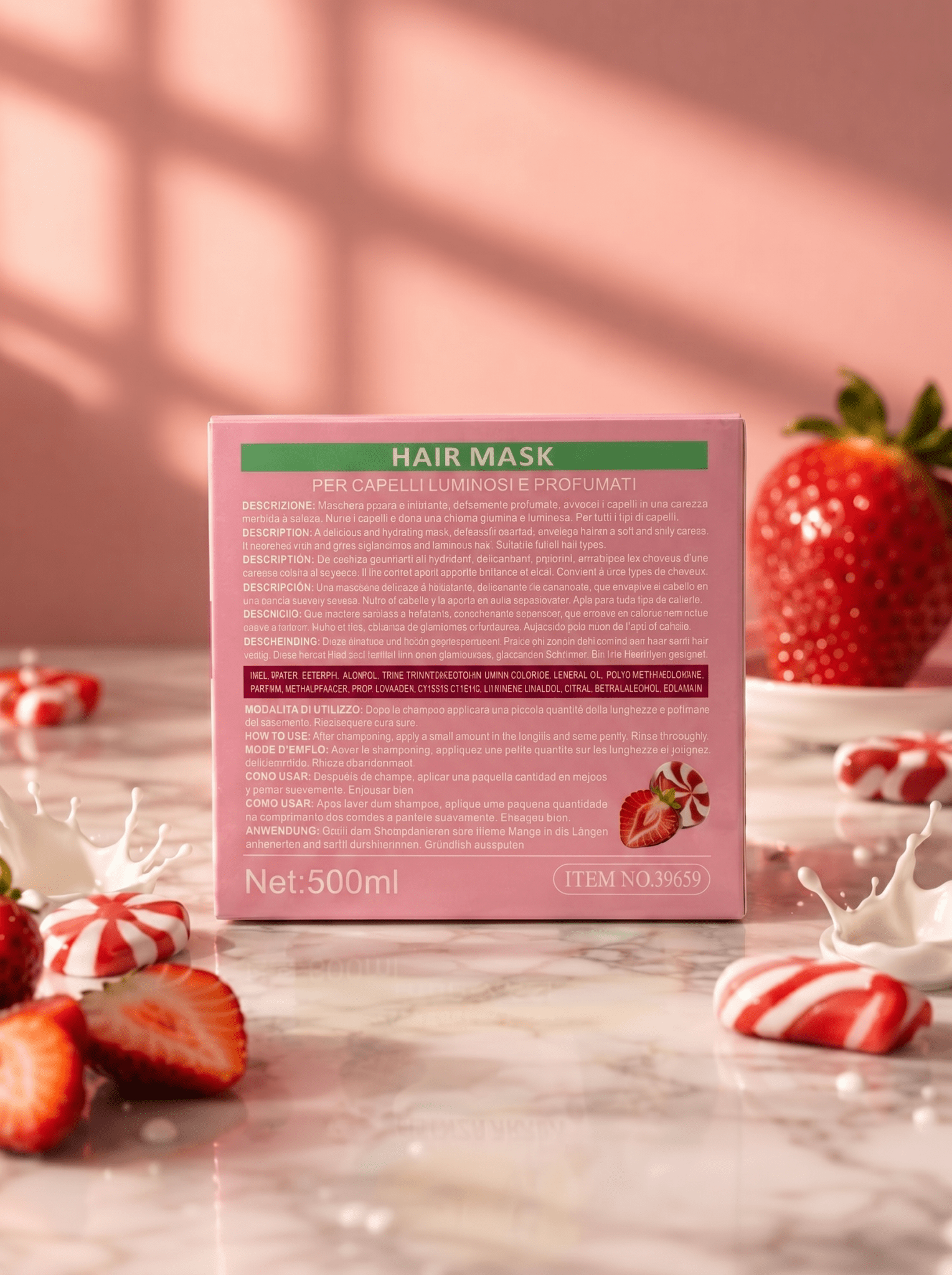 Kiss Oumi Essenza Araba Strawberry & Candy Hair Mask 🍓 500ml - Abbigliamento Jessica