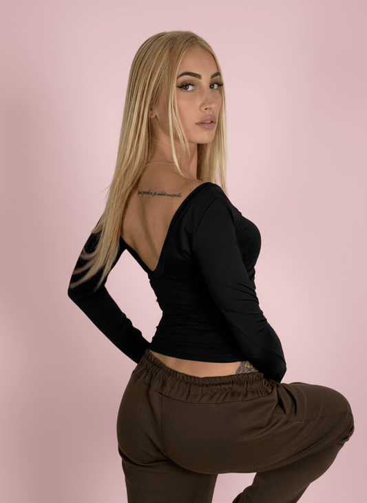 Maglia Back Drama Lycra Nero - Abbigliamento Jessica