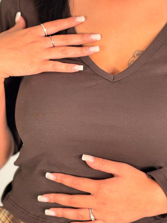 Maglia Basic Essential Marrone - Abbigliamento Jessica