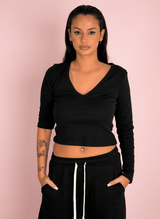 Maglia Basic Essential Nero - Abbigliamento Jessica