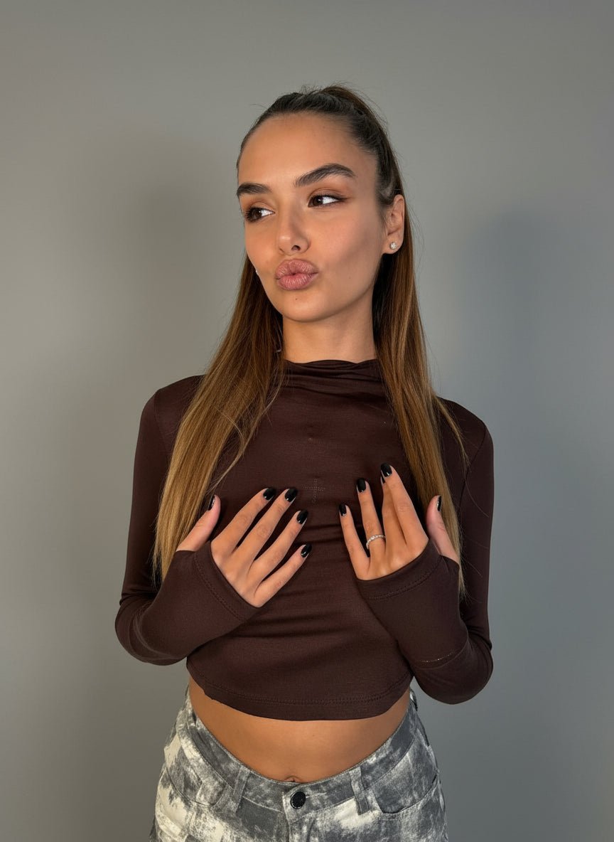 Maglia Crop Paris Con Manicotti - Abbigliamento Jessica