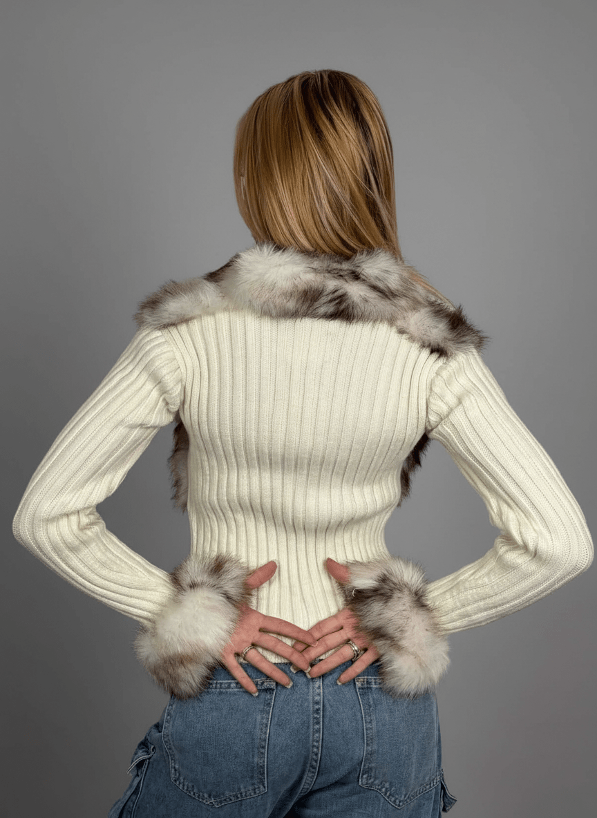 Maglia Eco - Fur Zip Charme Bianco - Abbigliamento Jessica