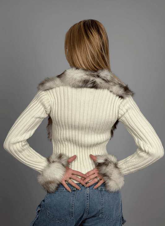 Maglia Eco - Fur Zip Charme Bianco - Abbigliamento Jessica
