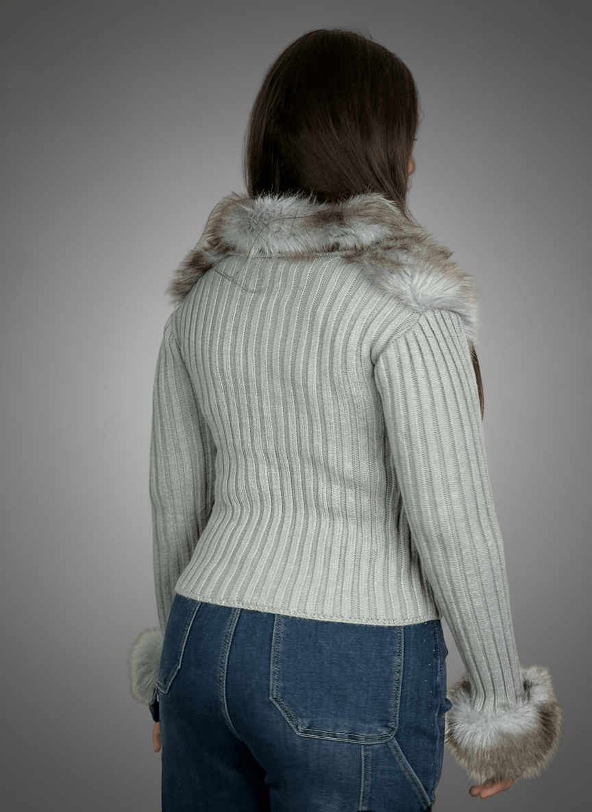 Maglia Eco - Fur Zip Charme Grigio - Abbigliamento Jessica