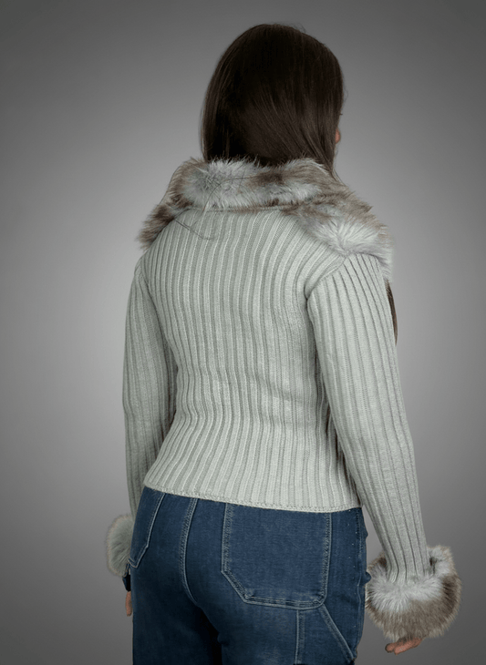 Maglia Eco - Fur Zip Charme Grigio - Abbigliamento Jessica