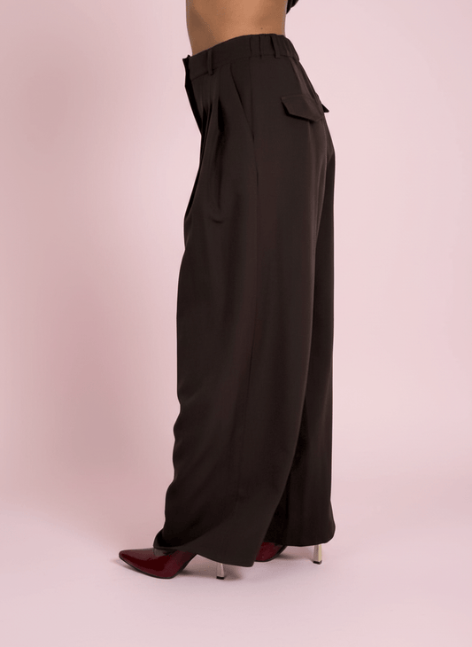 Pantalone Palazzo Fatal Marrone - Abbigliamento Jessica