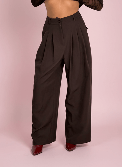 Pantalone Palazzo Fatal Marrone - Abbigliamento Jessica