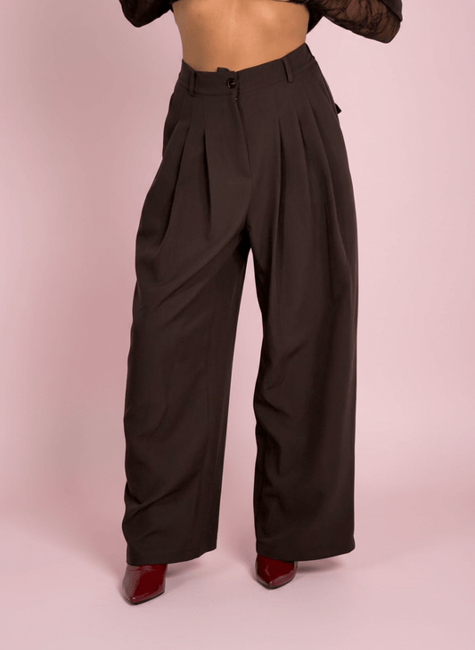 Pantalone Palazzo Fatal Marrone - Abbigliamento Jessica