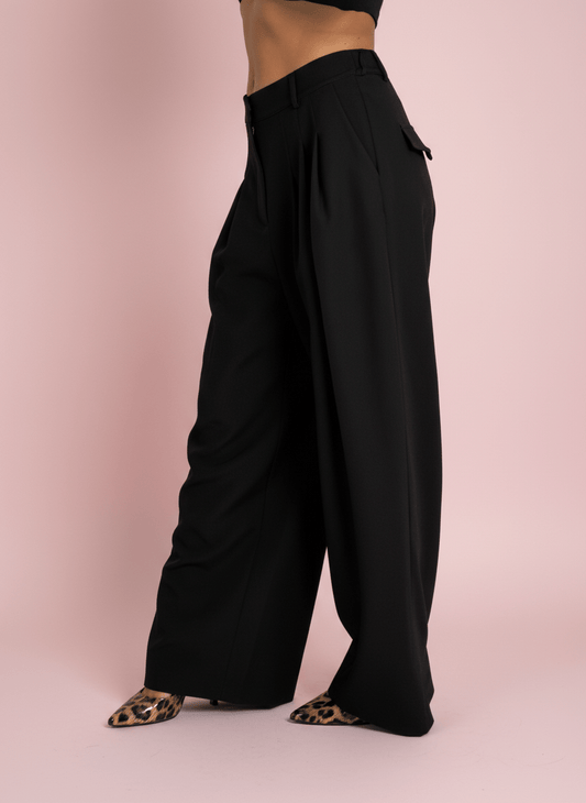Pantalone Palazzo Fatal Nero - Abbigliamento Jessica