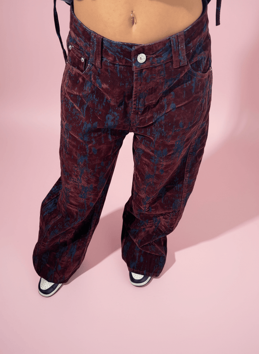 Pantalone Velvet Effect Wide Bordeux - Abbigliamento Jessica