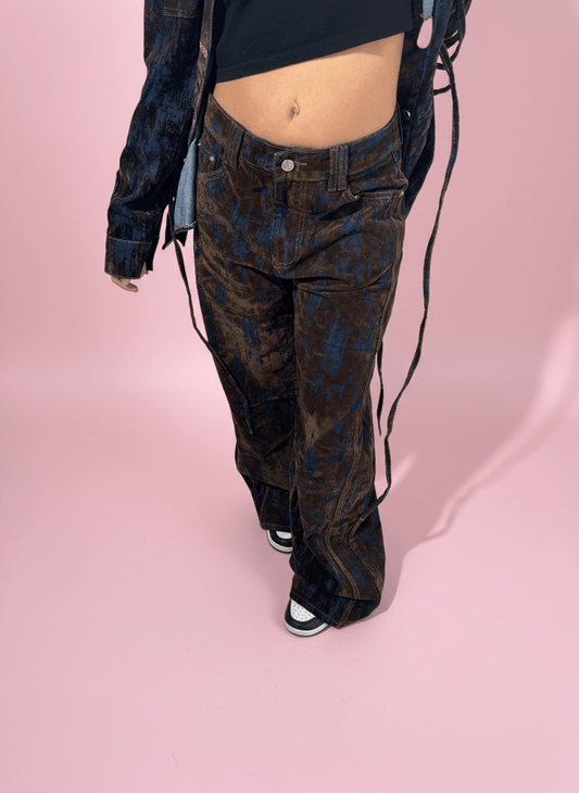 Pantalone Velvet Effect Wide Marrone - Abbigliamento Jessica