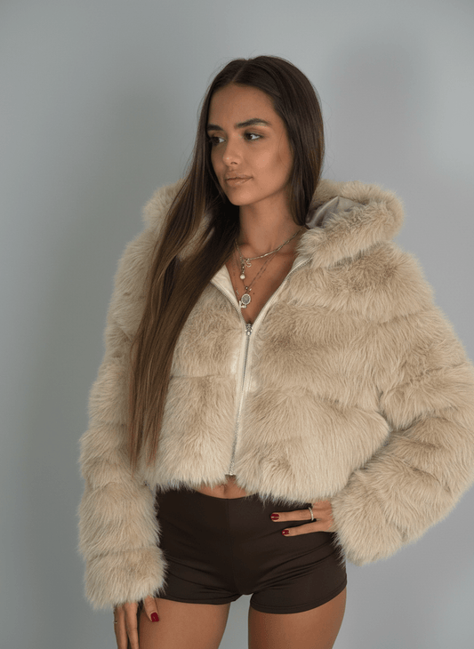 Pelliccia Soft Glam Beige - Abbigliamento Jessica