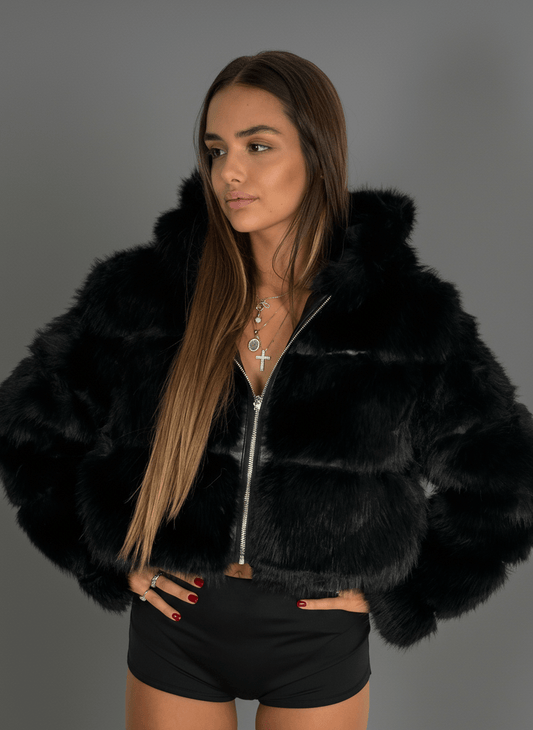 Pelliccia Soft Glam Nera - Abbigliamento Jessica