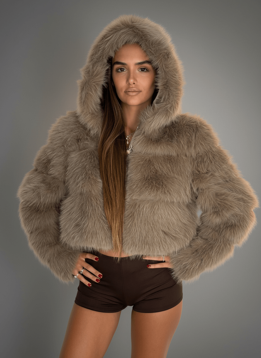 Pelliccia Soft Glam Tortora - Abbigliamento Jessica