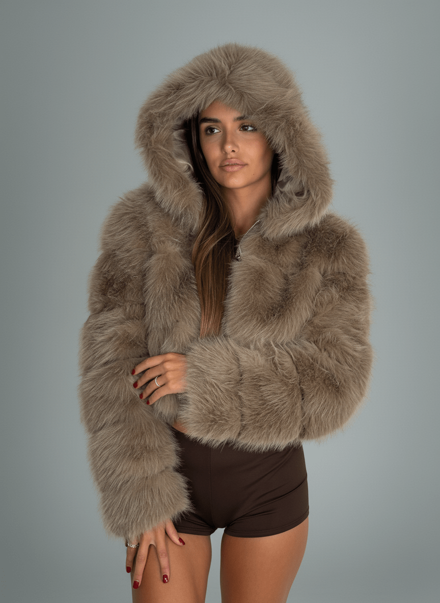 Pelliccia Soft Glam Tortora - Abbigliamento Jessica