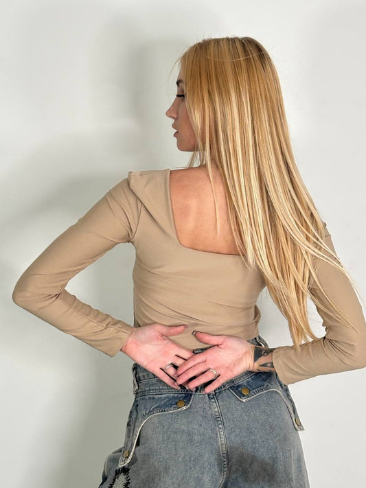 Second Skin Maglia In Lycra Beige - Abbigliamento Jessica