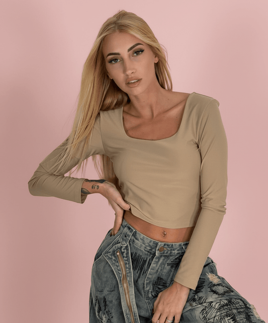 Second Skin Maglia In Lycra Beige - Abbigliamento Jessica