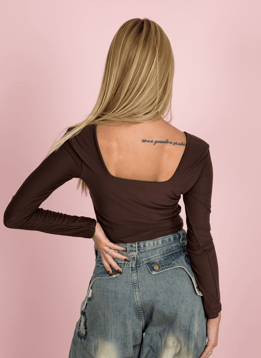 Second Skin Maglia In Lycra Marrone - Abbigliamento Jessica
