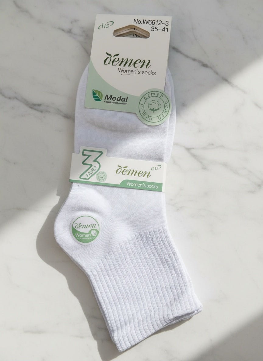 Set 3 Calzini Donna Ultra Morbidi – Comfort Quotidiano (Bianco/Nero) - Abbigliamento Jessica