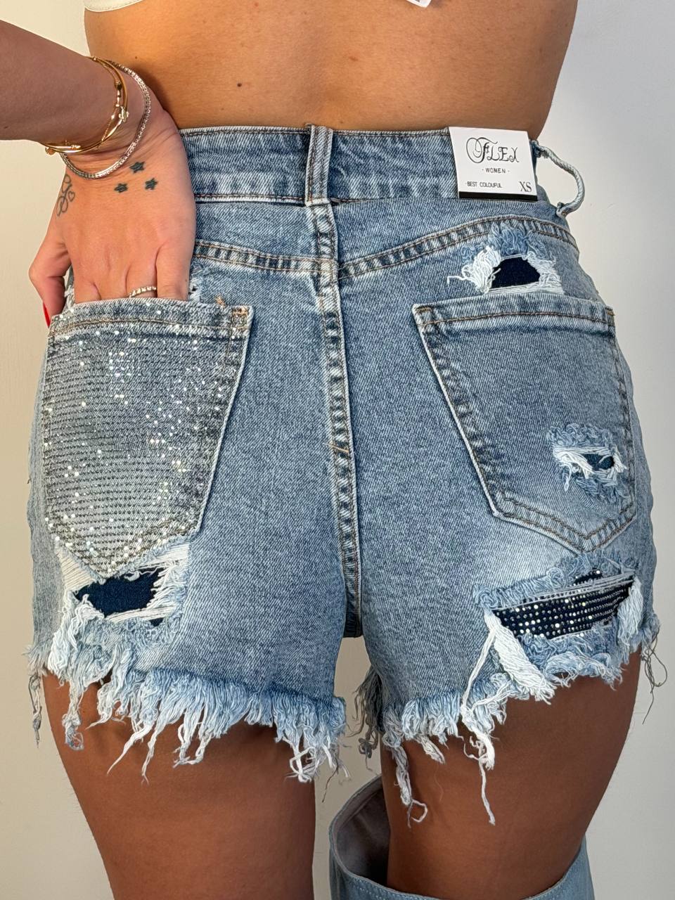 Shorts Tasca Strass - Abbigliamento Jessica