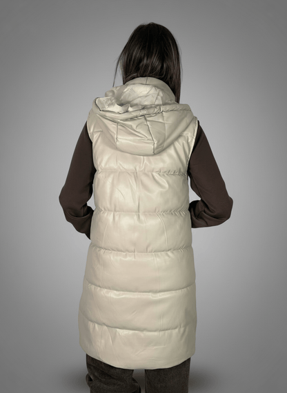 Smanicato Long Ecopelle Crema - Abbigliamento Jessica